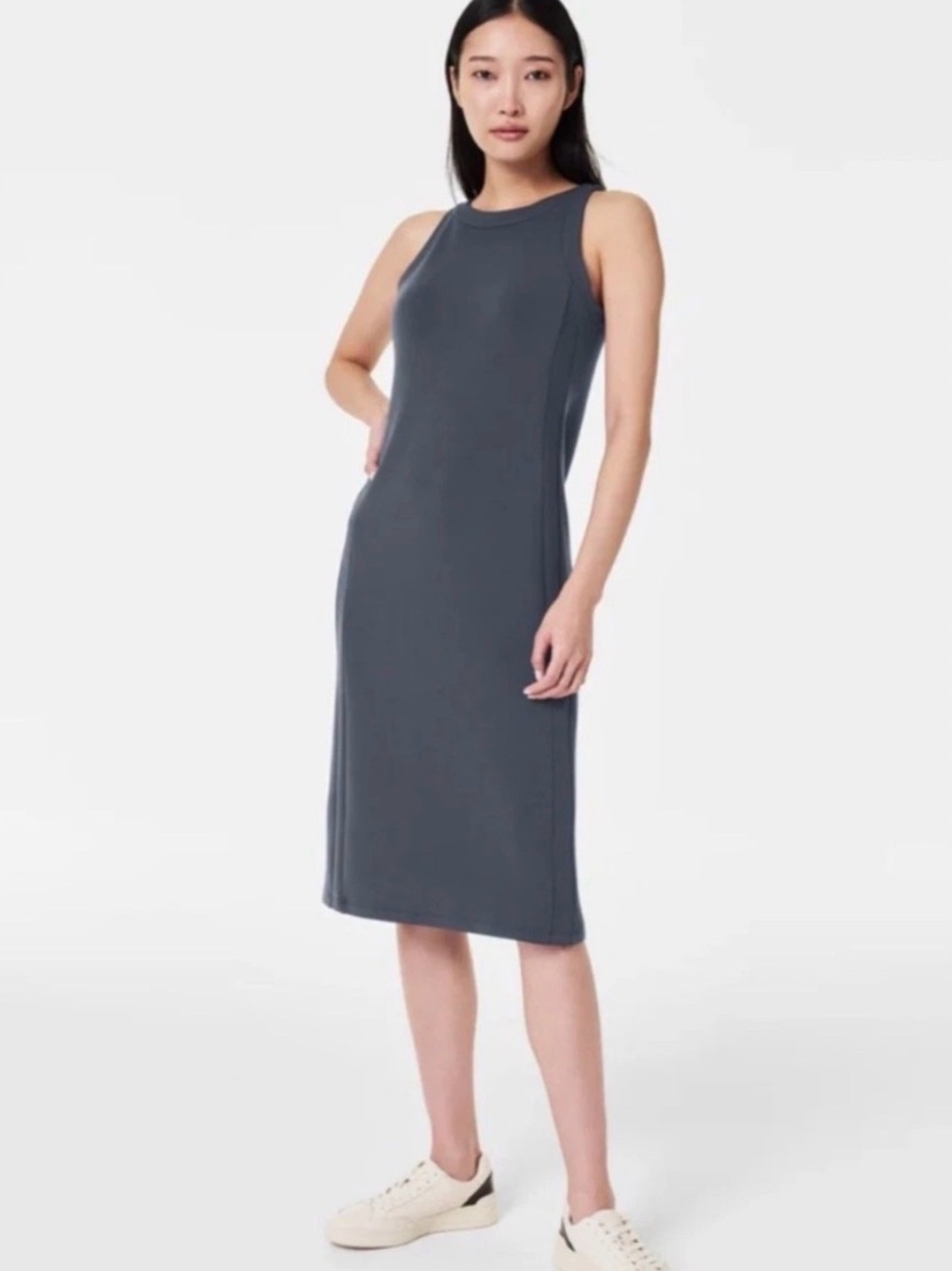 Spanx Air Essentials sleeveless Midi Dress in Dark Storm Size Medium